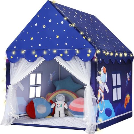 Children's Outdoor Play Tent: Children's Hut - Children's Play Tent with Mat - Children's Garden House for Indoor and Outdoor (Blue) (1/5)