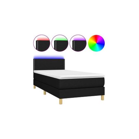 Sommier à lattes de lit avec matelas et LED Noir 80x200 Tissu (1/5)