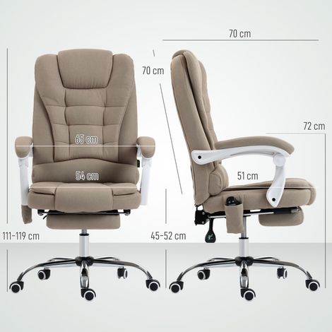 Fauteuil de bureau direction massant chauffant hauteur réglable dossier inclinable lin beige (1/4)