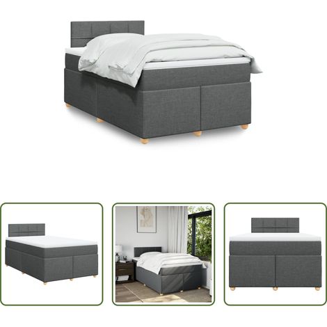 Matratze - Boxspringbett mit Matratze Dunkelgrau 120x190 cm Stoff (1/5)