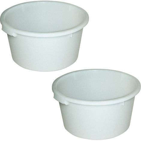 BRB 2 récipients ronds de 60 l, Ø 590/470, hauteur 335 mm, en plastique polyéthylène (PE-HD), blanc
