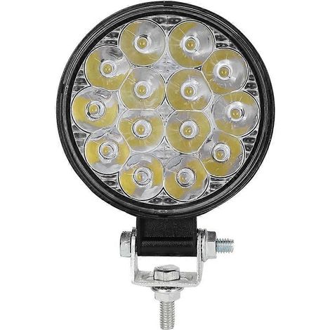 Mini projecteur de travail rond 42 W, 14 LED, 6 000 K, 2 500 lm, pour phare auxiliaire de voiture modifié, noir. (1/5)