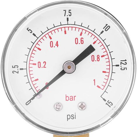 Mini 0-15Psi, Pressure Gauge 0-1Bar, Water Pressure Meter for Dial Instrument, for Water for Air (1/5)