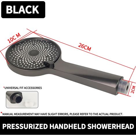 Pommeau de douche à main haute pression (noir) avec 3 modes de jet, pulvérisateur multifonction noir (1/5)