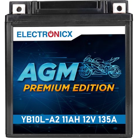 Electronicx YB10L-A2 AGM Motorradbatterie 12V 11Ah 135A/EN - Wartungsfrei, Langlebig, Hohe Startkraft - Premium Batterie 12V Wartungsfrei - Versand DE (1/5)