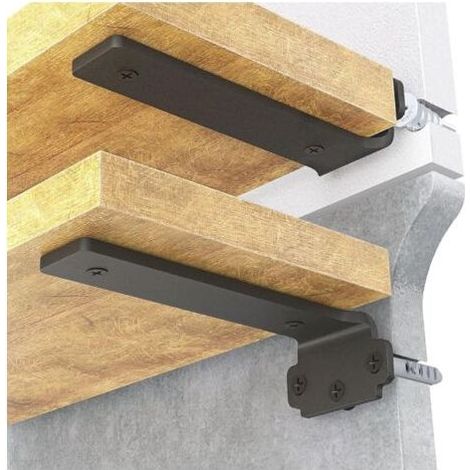0 – Set mit 6 Wandregalträgern, 10 cm, stabile Regalträger, Metall-Wandregalträger mit schwarzer Beschichtung, Tragkraft 75 kg (1/5)