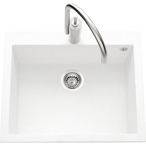 Évier granit blanc Luisina QUADRILLE 1 bac 610x500
