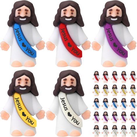 Set mit 25 Jesuskind-Figuren, Mini-Figuren mit der Aufschrift „Jesus liebt dich“, originelle, mehrfarbige Osterfiguren zum Versteckspielen (1/5)