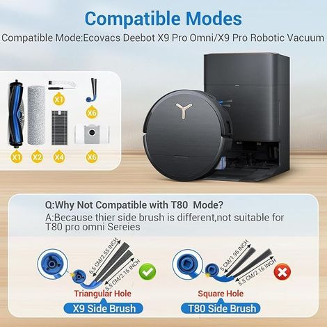 21-teiliges Zubehörset für den Ecovacs Deebot X9 PRO OMNI Staubsauger: Die Ersatzteile umfassen 1 Walzenbürste, 2 Abwärtswalzen, 4 Filter, 6 Staubbeutel, 6 Seitenbürsten, 1 Bürste und 1 Schraubendrehe (1/5)