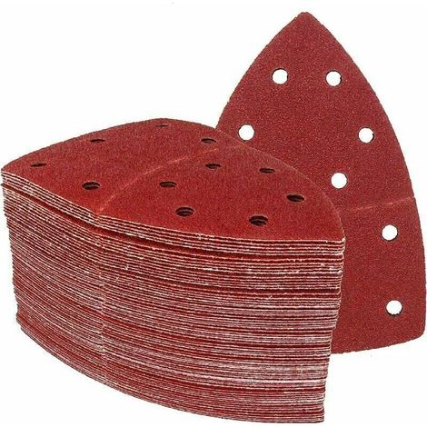 UlisemPack da 50 fogli abrasivi triangolari Carta vetrata 105 x 152 mm, grana 80, adatti a diverse levigatrici (1/4)