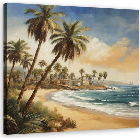 Tableau déco Palmiers Mer Paysage Tropical 60x60 (1/5)