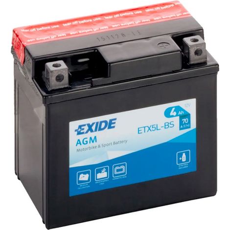 Batterie moto Exide ETX5L-BS YTX5L-BS 12v 4ah 70A