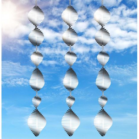 Lntyq 3-teiliges reflektierendes Spiral-Vogelabwehrmittel, doppelseitiger Vogelschreck aus Edelstahl, reflektierender Vogelspinner für den Außenbereich, hält Vögel von der Terrasse auf dem Bauernhof f (1/5)