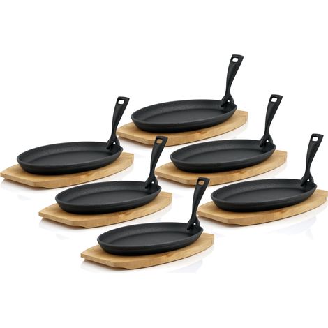 BBQ-Toro Set de poêles à servir avec socle en bois  27 x 18 x 3 cm - ovale