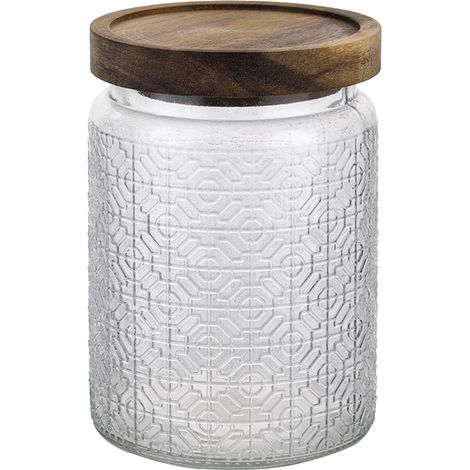 Recipiente de vidrio con tapa de madera de acacia, Portugal, 680 ml (1/5)