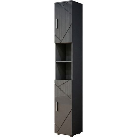 Meuble de rangement de salle de bain Irma, Anthracite Haute brillance, 30 x 192 cm, Vicco