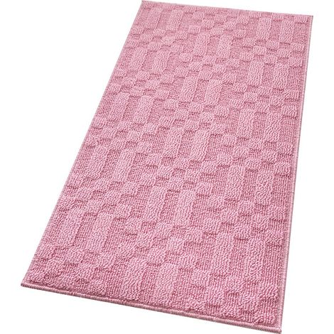 Tappeto Bagno 3D Morbido Assorbente Antiscivolo Lavabile Scendiletto Camera 45x75 Cm - Rosa