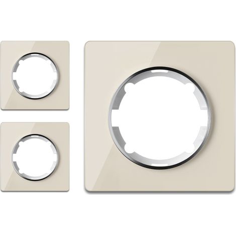 Plaque de finition Garda, en verre, 1 poste, encastré (lot de 3) - beige