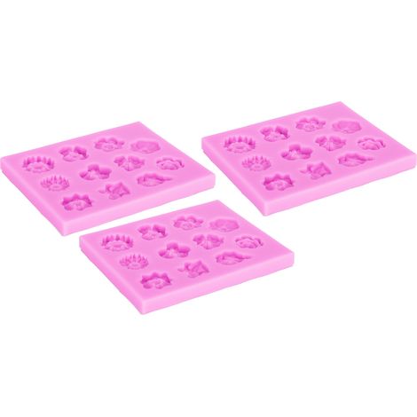 Ensemble de 3 moules à fondant en silicone à motif floral, adaptés au chocolat et à la pâte polymère (rose) (1/5)