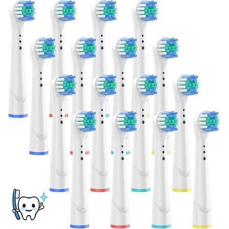 Brossette de Rechange Compatible pour Braun Oral b Têtes Brossettes de Rechange Têtes Brosse Embout Precision Floss Cross Action Clean Générique Sensitive pour Brosse à Dents Électrique Pack 16 Blanc