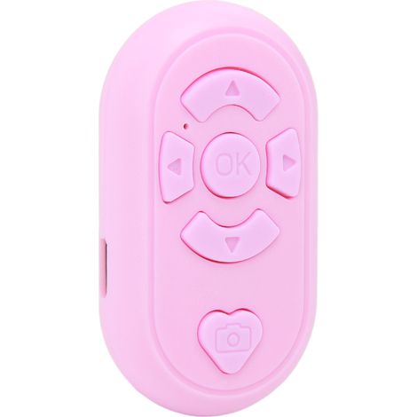 Télécommande pour téléphone portable, portée de 10 m, sans fil, Bluetooth 4.0, mains libres, charge USB-C, déclencheur à distance pour selfies et changement de page, rose