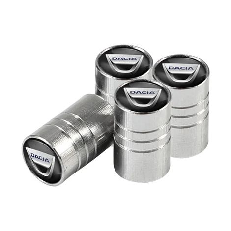 (Argent) 4 bouchons de valve de pneu en alliage d'aluminium (accessoires anti-poussière) compatibles avec Dacia Duster, Logan, Sandero, Lodgy, Dokker, Sandero Stepway (1/5)