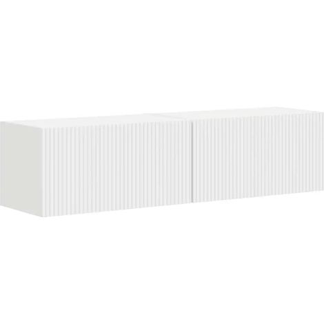 Meuble TV mural moderne avec 2 étagères pratique rangement 60 x 31 x 29 cm en bois d'ingénierie blanc (1/5)