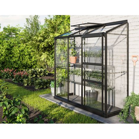 Vitavia Anlehn-Gewächshaus "Ida 1300", schwarz, 1,3 m², 3 mm ESG (1/3)