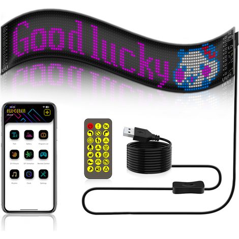 LED Flexible Display APP BT Car Advertising Screen Full Color Intelligent Vehicle Sticker Soft Screen Display IP65 Waterproof Flexible Screen Can Be Bent At Will Customize Picture Mobile APP Control W (1/5)