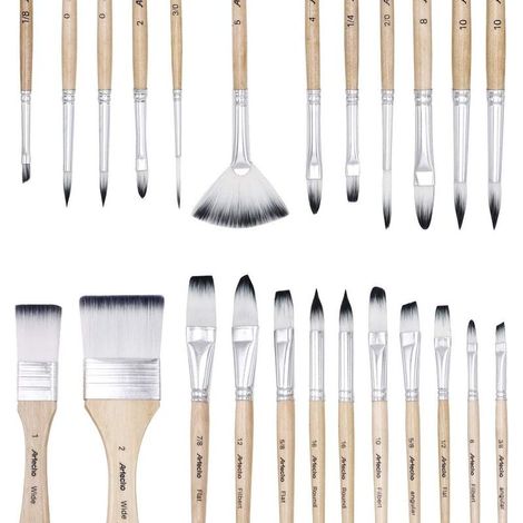 Lot de 24 pinceaux pour peinture acrylique – aquarelle, gouache et huile, assortiment de pinceaux fins et larges pour peinture et loisirs créatifs (1/4)