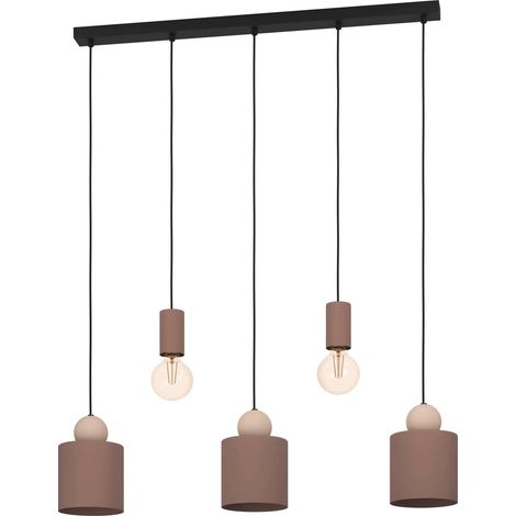Eglo lampada a sospensione Gazzola, lampada sospesa a 5 luci, illuminazione per soggiorno e sala da pranzo in metallo nei colori moka e sabbia, attacco lampadina E27 (1/4)