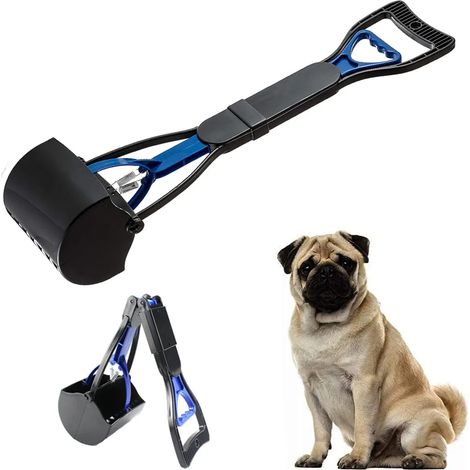 Ramasse-excréments d'animaux à long manche, 1 pièce, 60 cm, en ABS, pour pelouse, sol et gravier. (1/5)