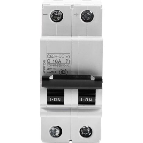 Disjoncteur C65H-DC 2P 250V CC Énergie solaire Interrupteur à air Ampères (16A)- (1/5)