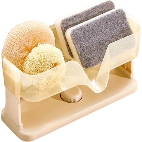 Porte-Éponge à Ventouses pour Éponge et Lavette Range-Éponge De Cuisine Organisateur de Salle de Bain à Drainage et Ventouses pour Shampoing Savon Gel Douche Cuisine (1/5)
