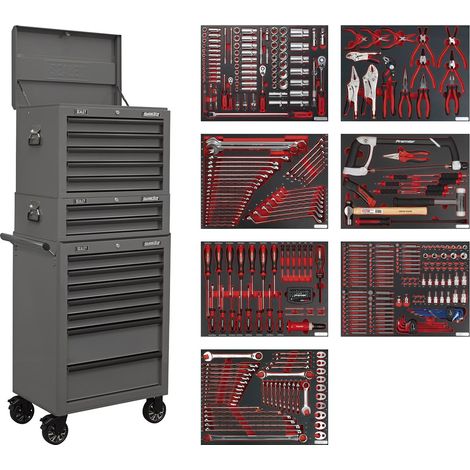 Sealey TBTPCOMBO6 Superline PRO Tool Chest Combination 14 Drawer with 446pc Tool Kit - Grey