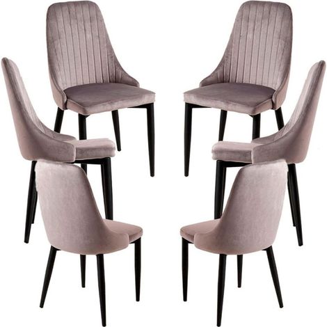 Packs Sillas Comedor - Pack 6 Sillas Kan Terciopelo - Gris (1/5)