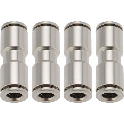 4 Pieces Push Fit Connectors Brass Nickel-Plated 6 mm Straight Pneumatic Fitting Internal Diameter 6 mm Length 33 mm (1/5)