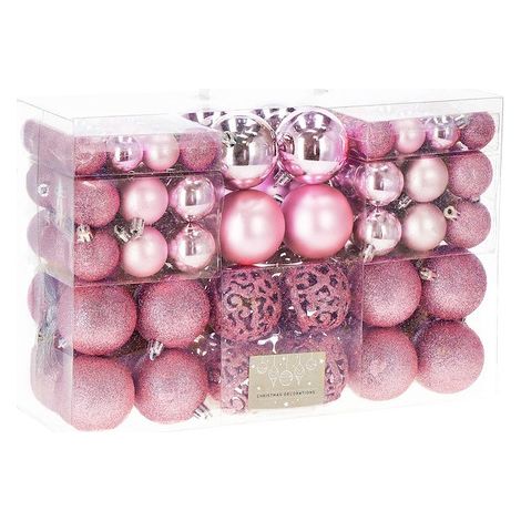 Bolas para Árbol de Navidad Juego 100 uds. Adornos Navideños Color Rosa (1/5)