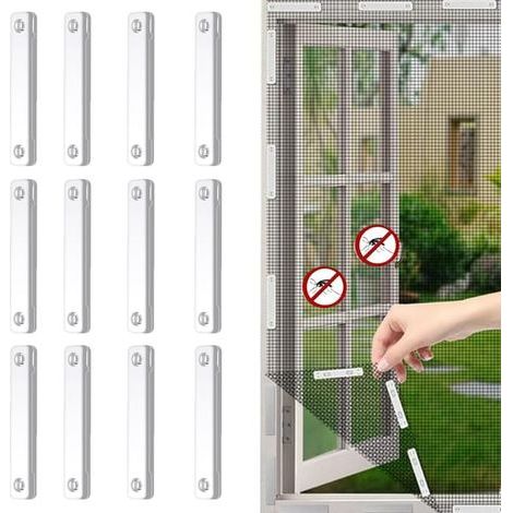 Packung mit 12 selbstklebenden, bohrfreien Mückenschutz-Fensteraufklebern (weiß) (1/5)