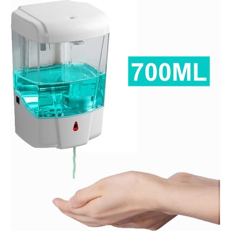 Dispensador de jabón mural con sensor infrarrojo, 700 ml, sin contacto, para baño y cocina. (1/5)
