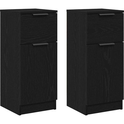2 pcs Buffet,Bahut,Meuble de Rangements Chêne noir 30 x 30 x 70 cm Bois d'ingénierie CFW38287 (1/5)