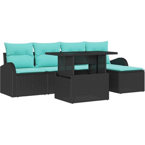 Garden Sofa Set with Cushion 6 pcs Black Poly rattan vidaXL (1/5)