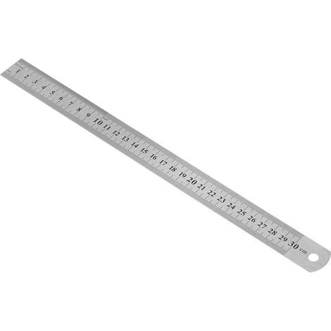Règle en acier inoxydable 30 cm, double face graduée pour dessin technique et mesures précises (1/5)