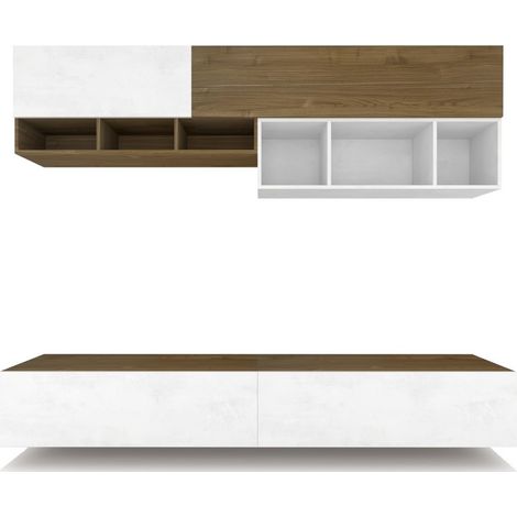 Composizione Armadio 249L x 45P x h201 – Finitura Legno Noce Stelvio e Bianco Opaco – Sarmog (1/5)