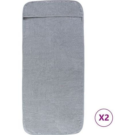 Ensemble de deux serviettes de plage grises, 60x135 cm, tissu 400 g/m². (1/5)