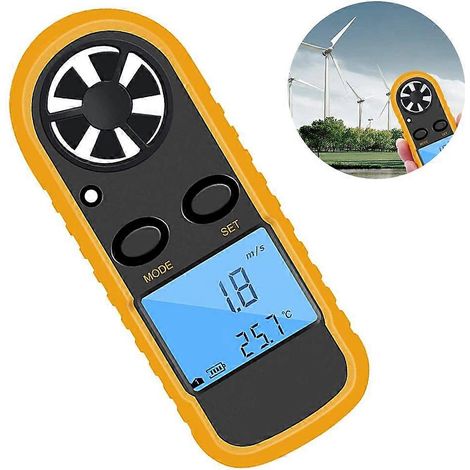Anémomètre numérique GM816, débitmètre d'air, thermomètre, écran LCD portable (1/4)