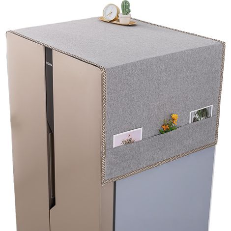 Housse Pour Réfrigérateur - 53 x 140 cm - Pour Réfrigérateur Simple Porte - Polyester - Rose Café Vert Gris - 1 Pièce (1/5)
