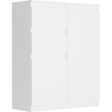 Kommode mit Schränken und Schubladen, Weiß, 80 x 40 x 98 cm - Modern S-2