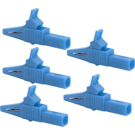 Lot de 5 Pinces de Test de Sécurité J.60039 Multifonctions avec Douille 4mm pour Instruments Électroniques Bleu (1/5)