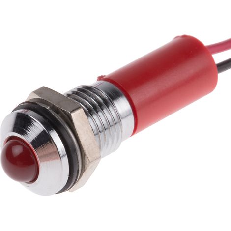 Voyant LED lumineux Rouge RS PRO, dia. 8mm, 12V c.c., IP67 ( Prix pour 1 )